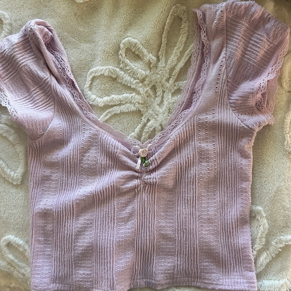 Urban Outfitters Pink Lace Crop Top